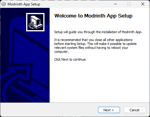The Windows App Setup wizard