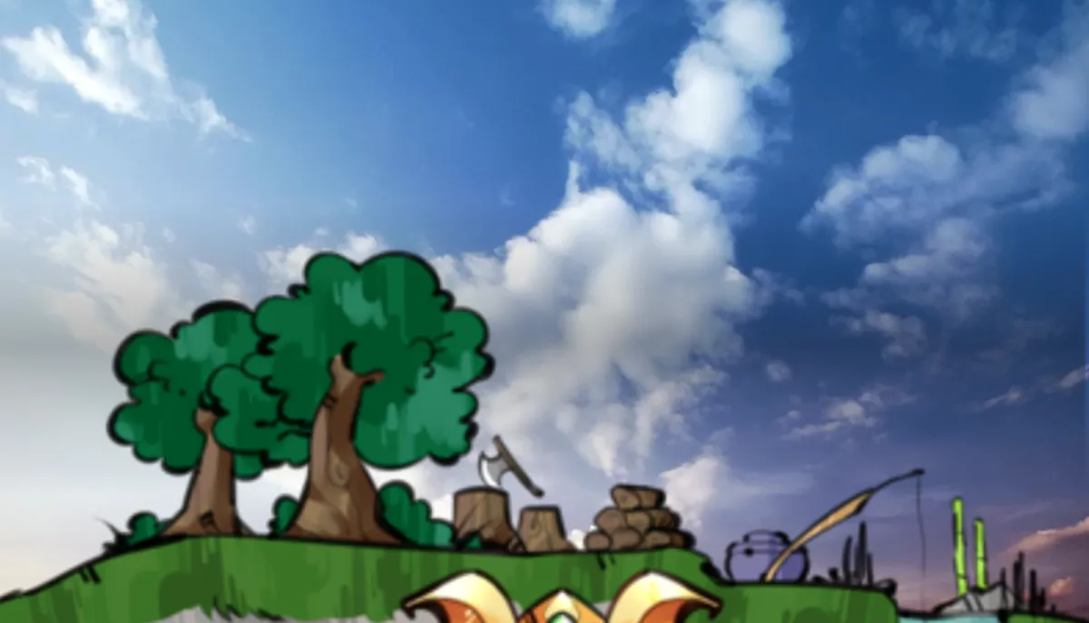 Wynncraft's prof logo superimposed on a sky.